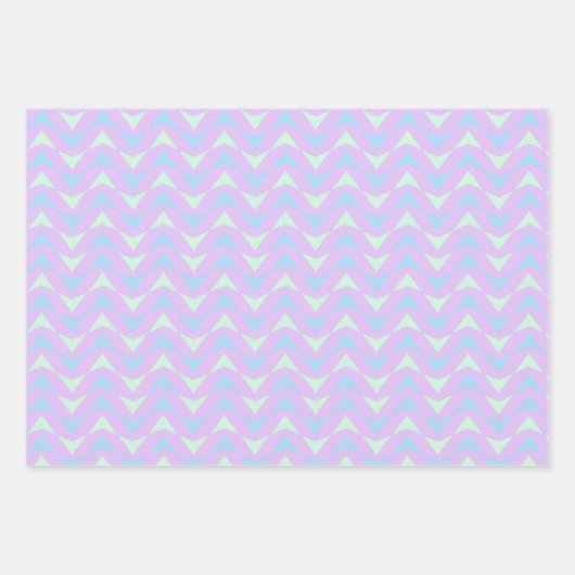Feuille De Papier Cadeau Motif Triangles Géométriques Bleu Et Violet (Devant)