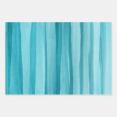 Feuille De Papier Cadeau Motif turquoise Blue Watercolor Lines (Devant 2)