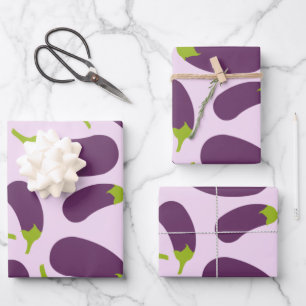 Feuille De Papier Cadeau Motif végétal d'aubergine violet végétal Conceptio