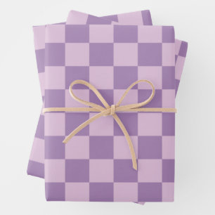 Feuille De Papier Cadeau Motif vérifié dans Double Lumière Violet