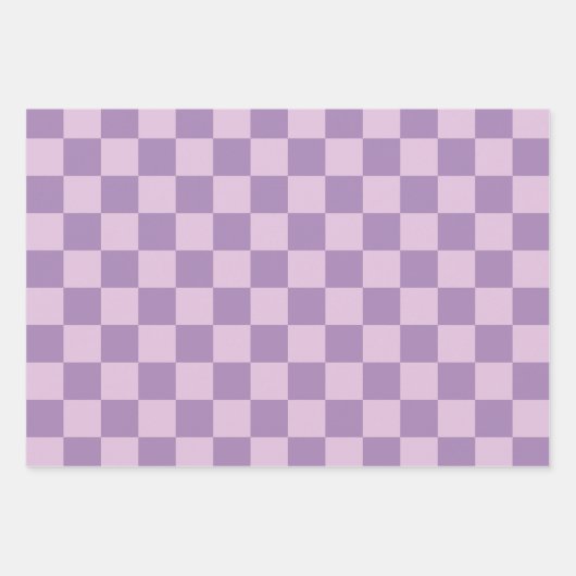 Feuille De Papier Cadeau Motif vérifié dans Double Lumière Violet (Devant)