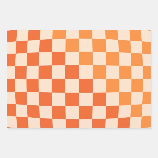 Feuille De Papier Cadeau Motif vérifié Orange de chaîne (Devant)