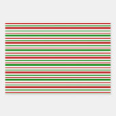 Feuille De Papier Cadeau Motif vert, blanc, rouge rayures/lignes amusantes (Devant)