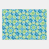 Feuille De Papier Cadeau Motif vert, bleu et blanc (Devant)