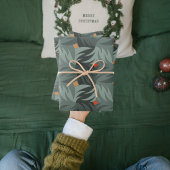 Feuille De Papier Cadeau Motif vert de Noël moderne