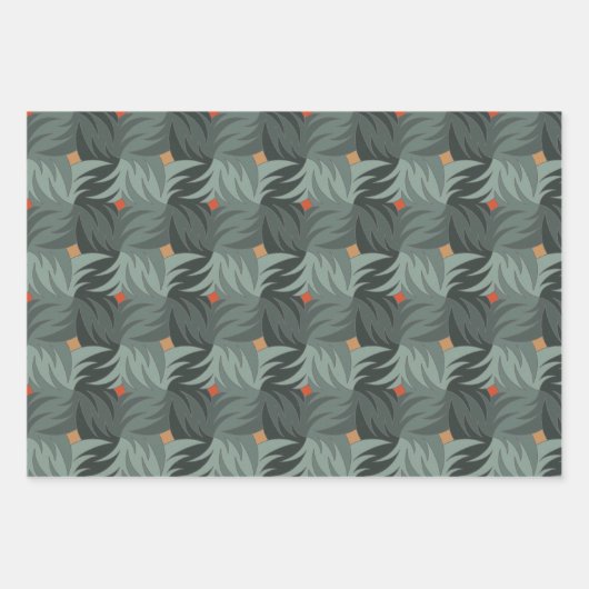 Feuille De Papier Cadeau Motif vert de Noël moderne (Devant 3)