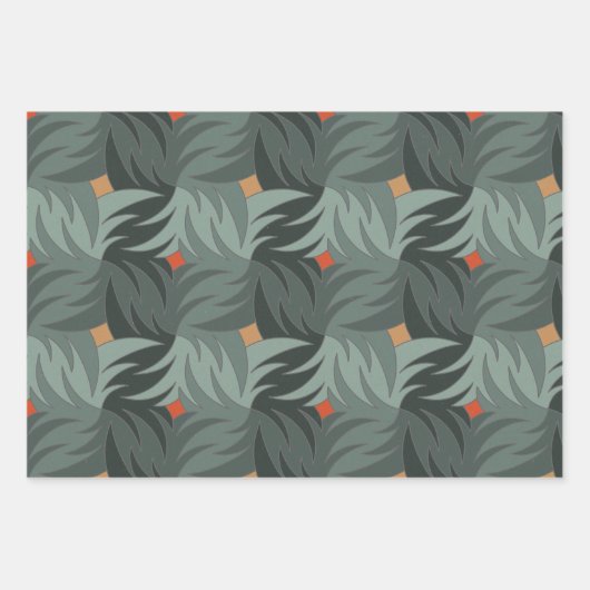 Feuille De Papier Cadeau Motif vert de Noël moderne (Devant)