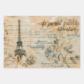 Feuille De Papier Cadeau Motif vintage Paris Collage (Devant 2)