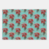 Feuille De Papier Cadeau Motif vintage Poinsettia (Devant 2)