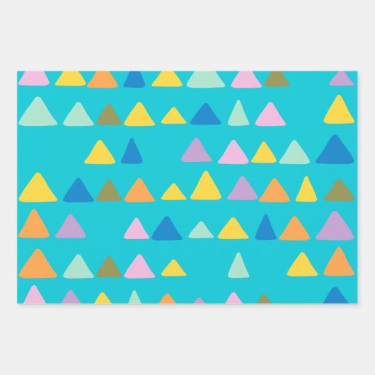 Feuille De Papier Cadeau Motif Whimsical et Triangle mignon en Turquoise (Devant 3)