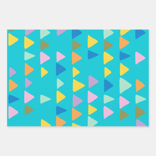 Feuille De Papier Cadeau Motif Whimsical et Triangle mignon en Turquoise (Devant)