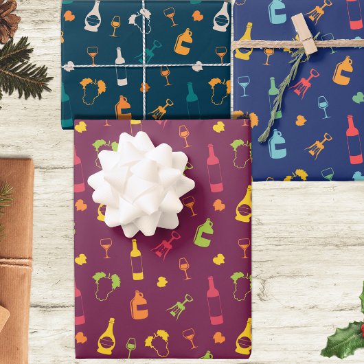Feuille De Papier Cadeau Motifs à thème vin