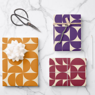 Feuille De Papier Cadeau Motifs Abstraits Modernes Colorés du Milieu du Siè