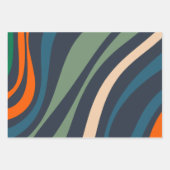 Feuille De Papier Cadeau Motifs Abstraits rétro de boucles ondulées (Devant 3)