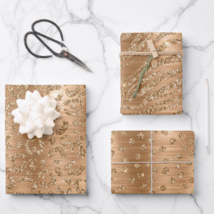 Feuille De Papier Cadeau Motifs d'animaux de grands félins sauvages paillet