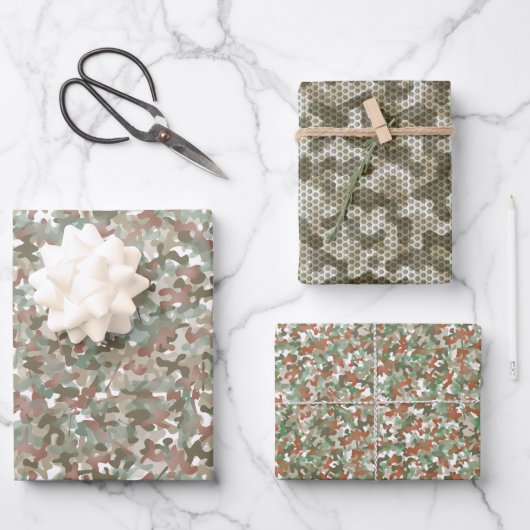 Feuille De Papier Cadeau Motifs de camouflage en vert (Recto)