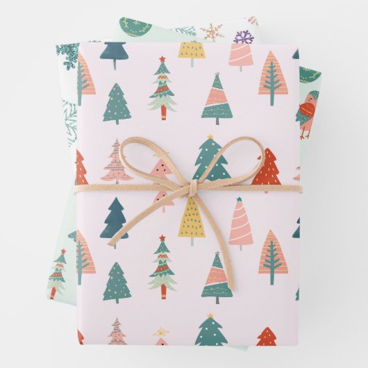 Feuille De Papier Cadeau Motifs de Noël Pastel Moderne (En situation)