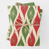 Feuille De Papier Cadeau Motifs de Noël rétro (En situation)