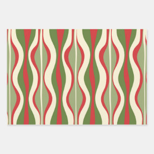 Feuille De Papier Cadeau Motifs de Noël Retro Mod