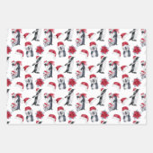 Feuille De Papier Cadeau Motifs de Noël rouge et noir (Devant 2)