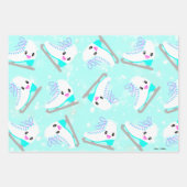 Feuille De Papier Cadeau Motifs de patinage de glace personnalisés 3 SET Ca (Devant 2)
