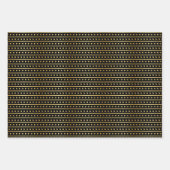Feuille De Papier Cadeau Motifs de points d'or sur noir dramatique (Devant 2)