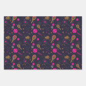 Feuille De Papier Cadeau Motifs de tennis foncé sur (Devant 3)