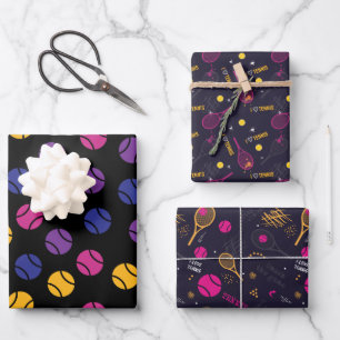 Feuille De Papier Cadeau motifs de tennis sombres sur 