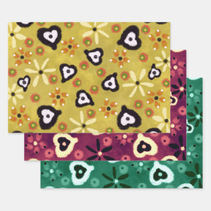 Feuille De Papier Cadeau Motifs découpés multi-couleurs cœurs Vibrations d'