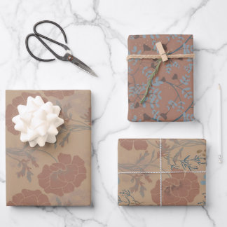Feuille De Papier Cadeau Motifs des fleurs, couleur de la mousse