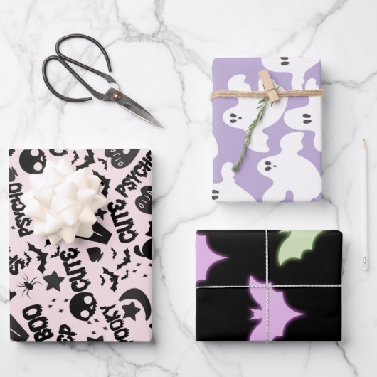 Feuille De Papier Cadeau Motifs d'Halloween (Recto)