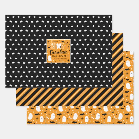 Feuille De Papier Cadeau Motifs d'Halloween Spooktaculaire (Lot)