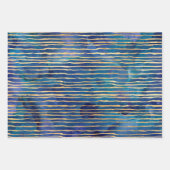 Feuille De Papier Cadeau Motifs d'Imaginaire d'encre bleu et or Aquarelle (Devant 3)