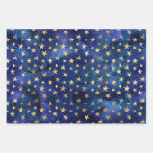 Feuille De Papier Cadeau Motifs d'Imaginaire d'encre bleu et or Aquarelle (Devant 2)