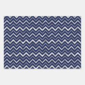Feuille De Papier Cadeau Motifs géométriques élégants bleu marine et argent (Devant 3)