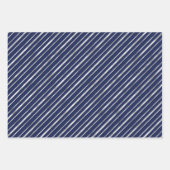 Feuille De Papier Cadeau Motifs géométriques élégants bleu marine et argent (Devant 2)