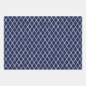 Feuille De Papier Cadeau Motifs géométriques élégants bleu marine et argent (Devant 3)