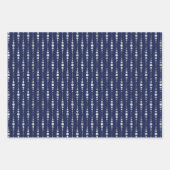 Feuille De Papier Cadeau Motifs géométriques élégants bleu marine et argent (Devant)