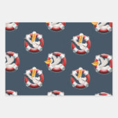 Feuille De Papier Cadeau Motifs marins et marins rouges (Devant 3)