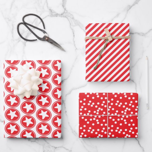 Feuille De Papier Cadeau Motifs rouges amusants (Recto)