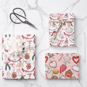 Feuille De Papier Cadeau Motifs rustiques d'aquarelle de Noël