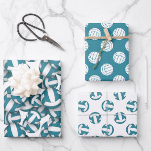 Feuille De Papier Cadeau motifs turquoises de volley-ball blanc à toute occ