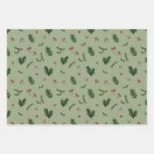 Feuille De Papier Cadeau motifs verts de Noël (Devant)