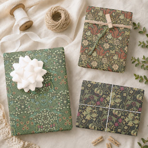 Feuille De Papier Cadeau Motifs vintage de William Morris Floral Vert