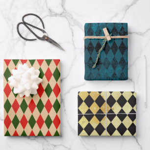 Feuille De Papier Cadeau Motifs vintages de l'Arlequin