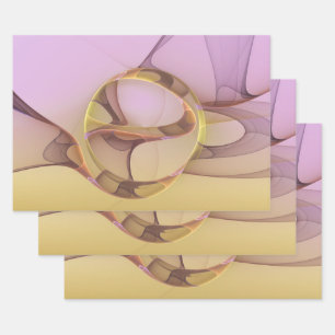 Feuille De Papier Cadeau Motions Abstraites Art moderne rose or fractal
