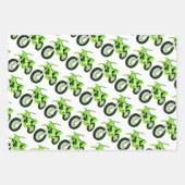 Feuille De Papier Cadeau Moto verte, rouge, bleue (Devant)