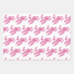 Feuille De Papier Cadeau Motoneige en Camouflage rose