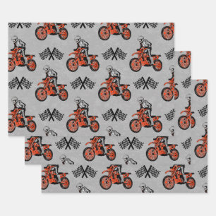 Feuille De Papier Cadeau Motorcycliste Motocross Lovers Racing Flags