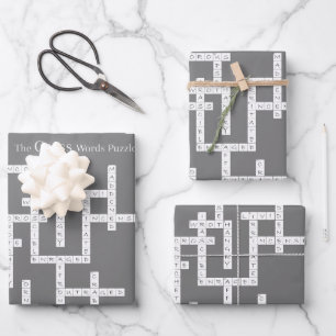 Feuille De Papier Cadeau Mots croisés Puzzle Semantique Humour gris